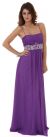 Empire Cut Long Formal Dress with Bejeweled Waist in Violet